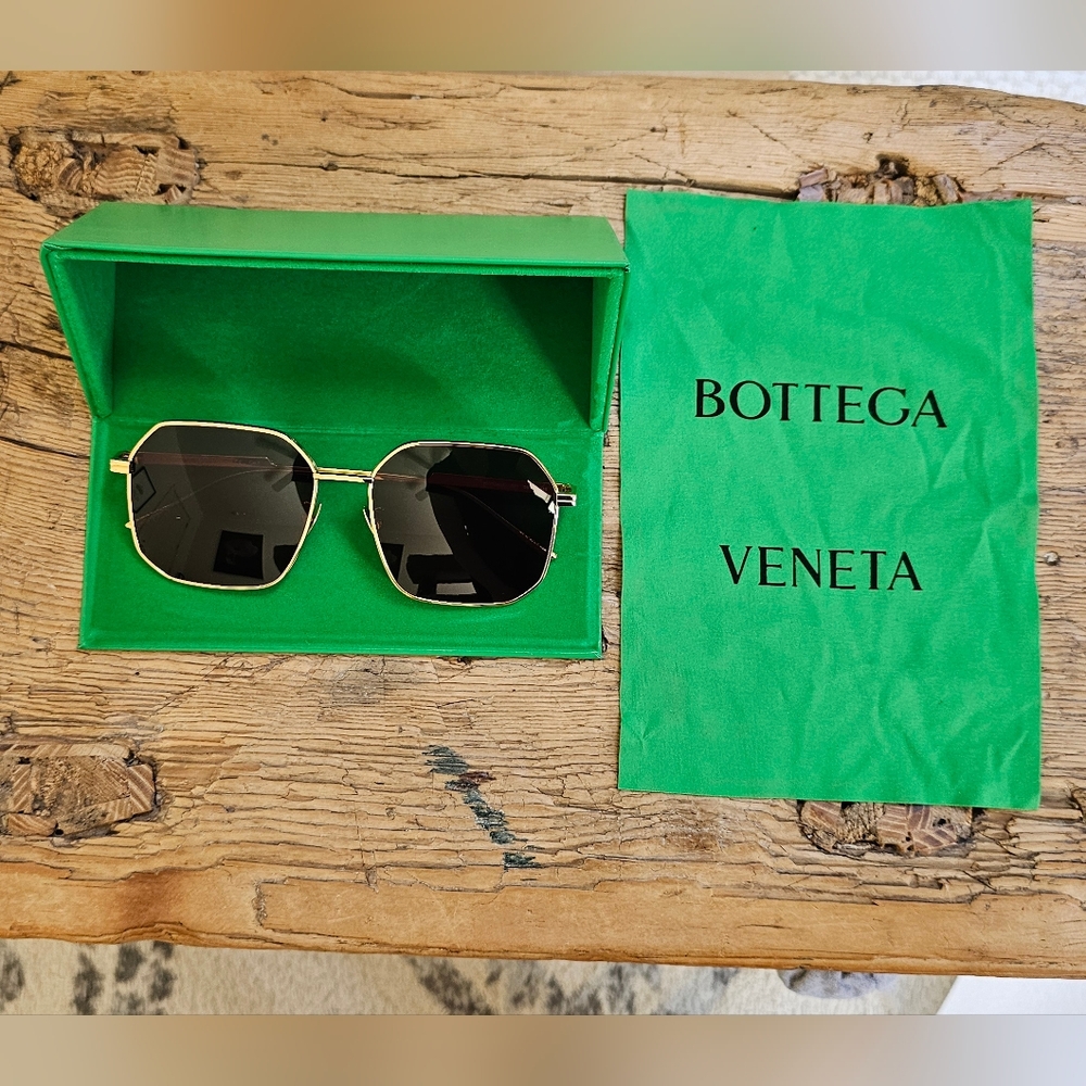 Bottega Veneta Gold Aviator Sunglasses